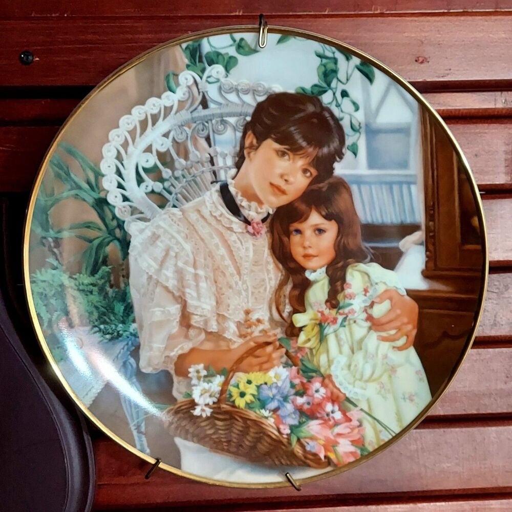 1987 Reco Mother’s Day Plate, Mother and Child Floral Porcelain Collector Plate